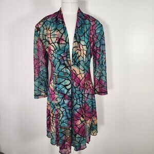 Women's Top Purple Mesh Open Duster Cardigan Mermaid Whmisical Purple Blue S